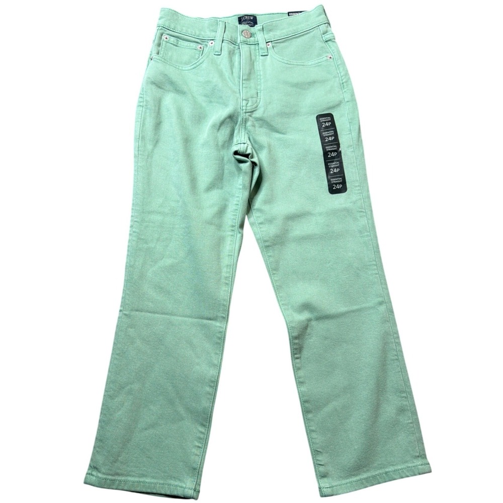 J.Crew Jeans Womens 24P Essential Straight Mint Green High Rise NEW